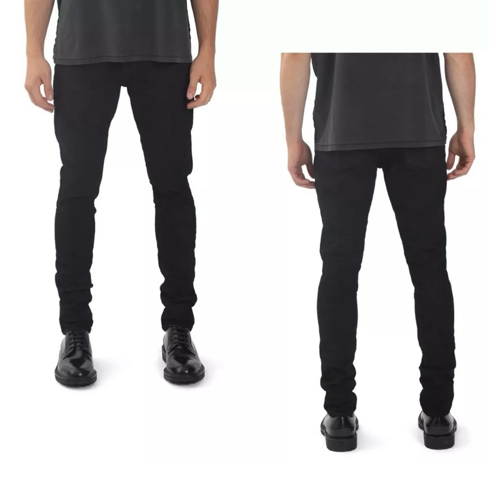 NWT $190 Purple Brand Black Low Rise Slim Fit Slim Leg Button Fly Jeans Sz 34